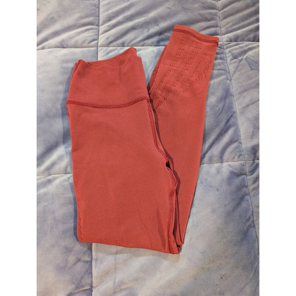 Athleta Warp Knit Leggings Womens S/M Plum Purple High Rise Perforated 7/8